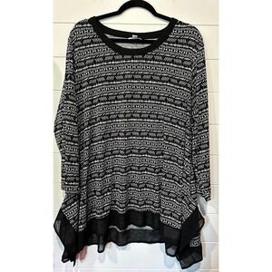 Cato Black White 3/4 Sleeve Blouse‎ Womens 18/20w
